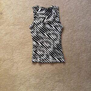 Allen B. Black and White Zebra Print Women's Top